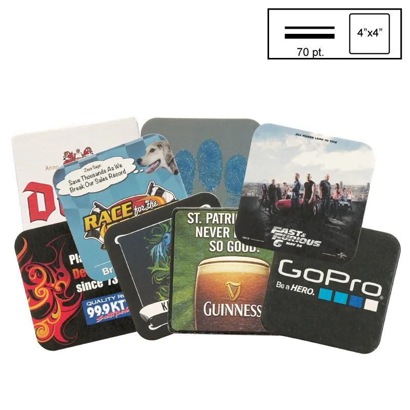 Square Pulpboard Coaster Medium Weight CMYK - 4 x 4 in