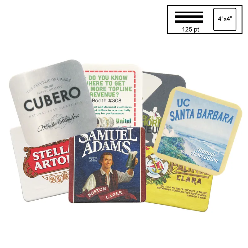 Square Pulpboard Coaster Heavy Weight CMYK - 4 x 4 in