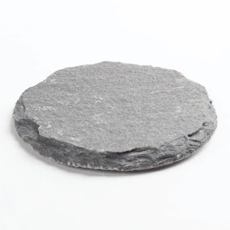 Natural Slate Stone Coaster Round Padded Feet - 4 in Dia - product view 3