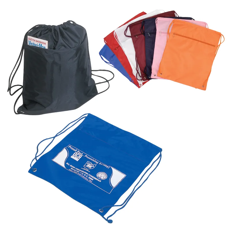 Custom Tote Bag Drawstring Polyester Water Resistant - 15 x 18 in