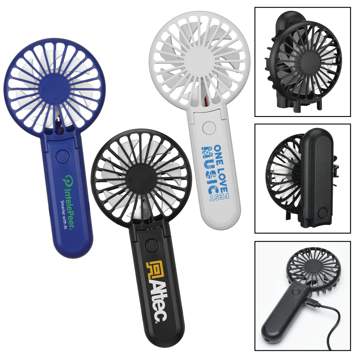 Rechargeable USB Fan Folding Handheld 3 Speed Desktop - 3 x 6.75 in
