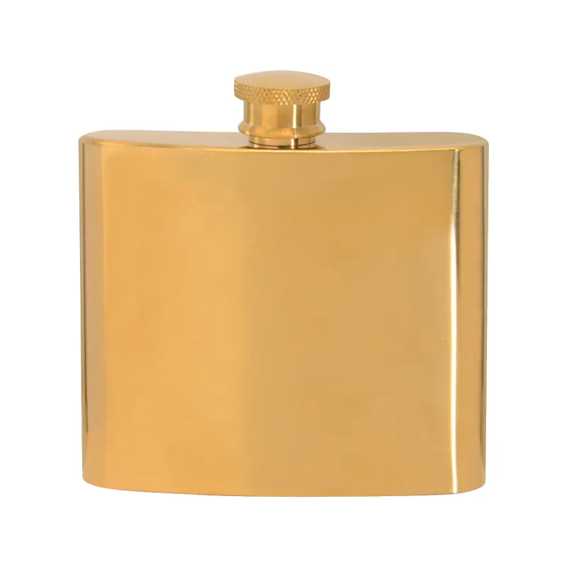 Gold Plated Hip Flask Stainless Steel Laser Engraved - 5 oz - product view 2