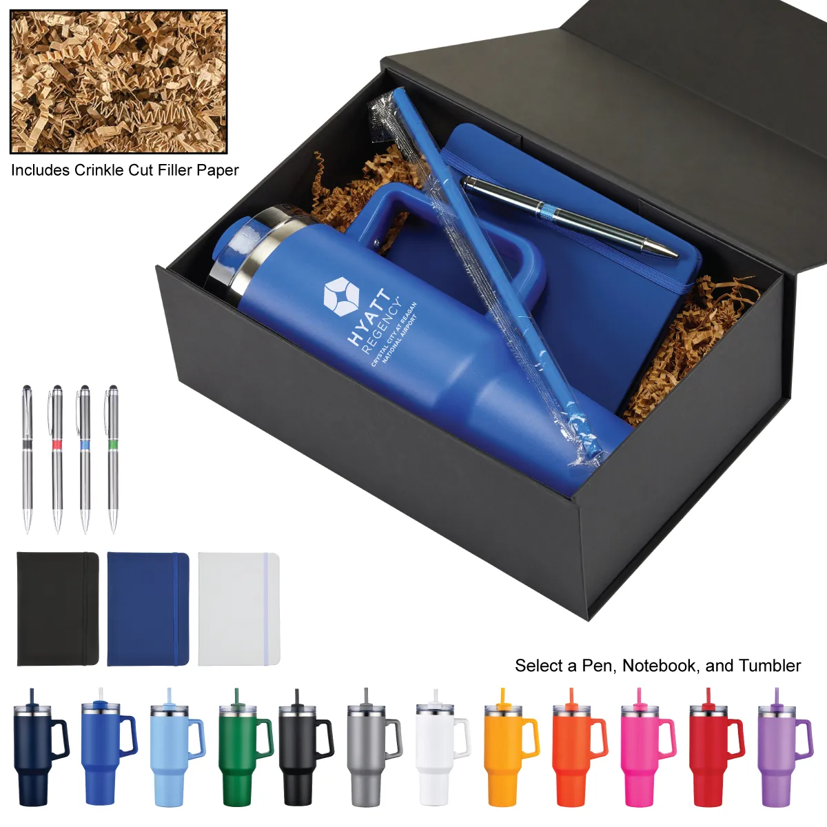Tumbler Notebook Stylus Pen Gift Set Steel - 12 x 8 x 4.5 in