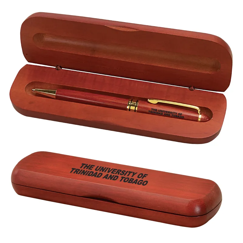 Rosewood Pen Gift Set Handcrafted Wood Case - 6.8 x 2 in