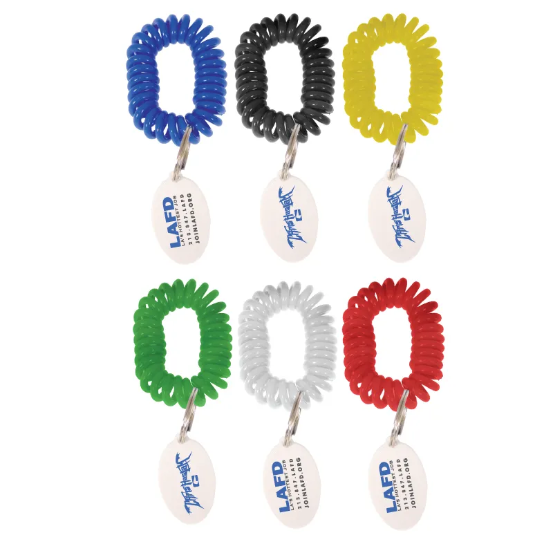 PVC Wrist Coil Bracelet with Tag Keyring Stretchy - 1 x 4 in