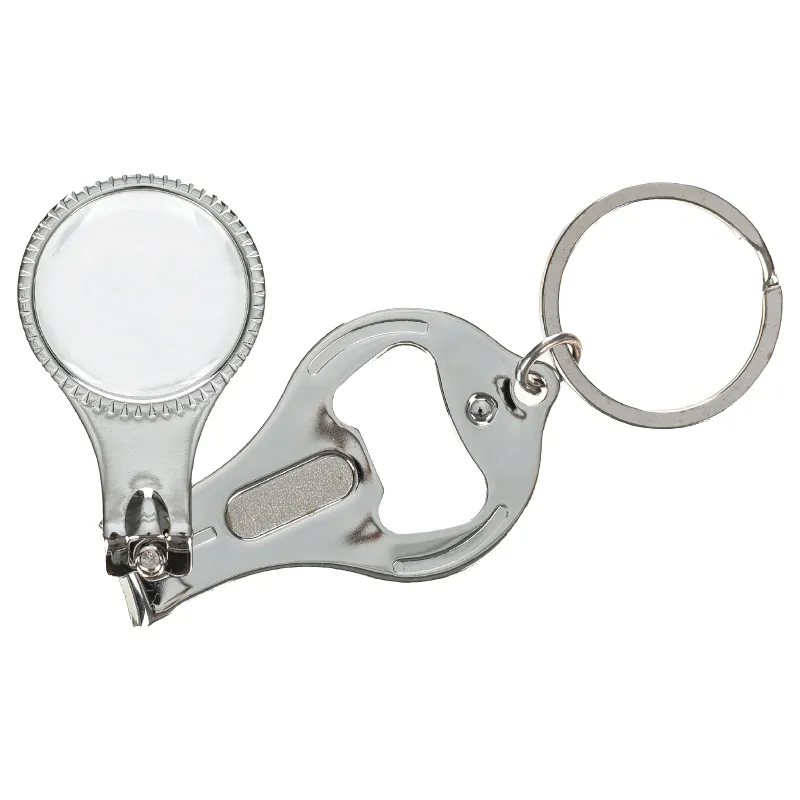 Round Nail Clipper with Bottle Opener File Keyring - 2.25 in - product view 2