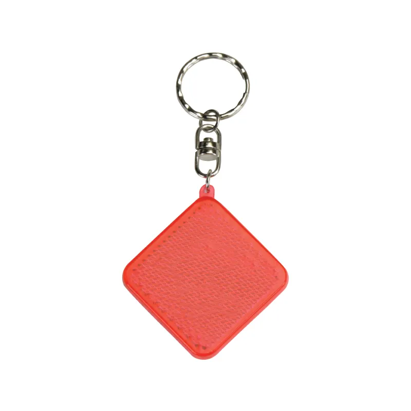 Square Diamond Reflector Keyring Red Safety Bright - 1.75 x 1.75 in - product view 2