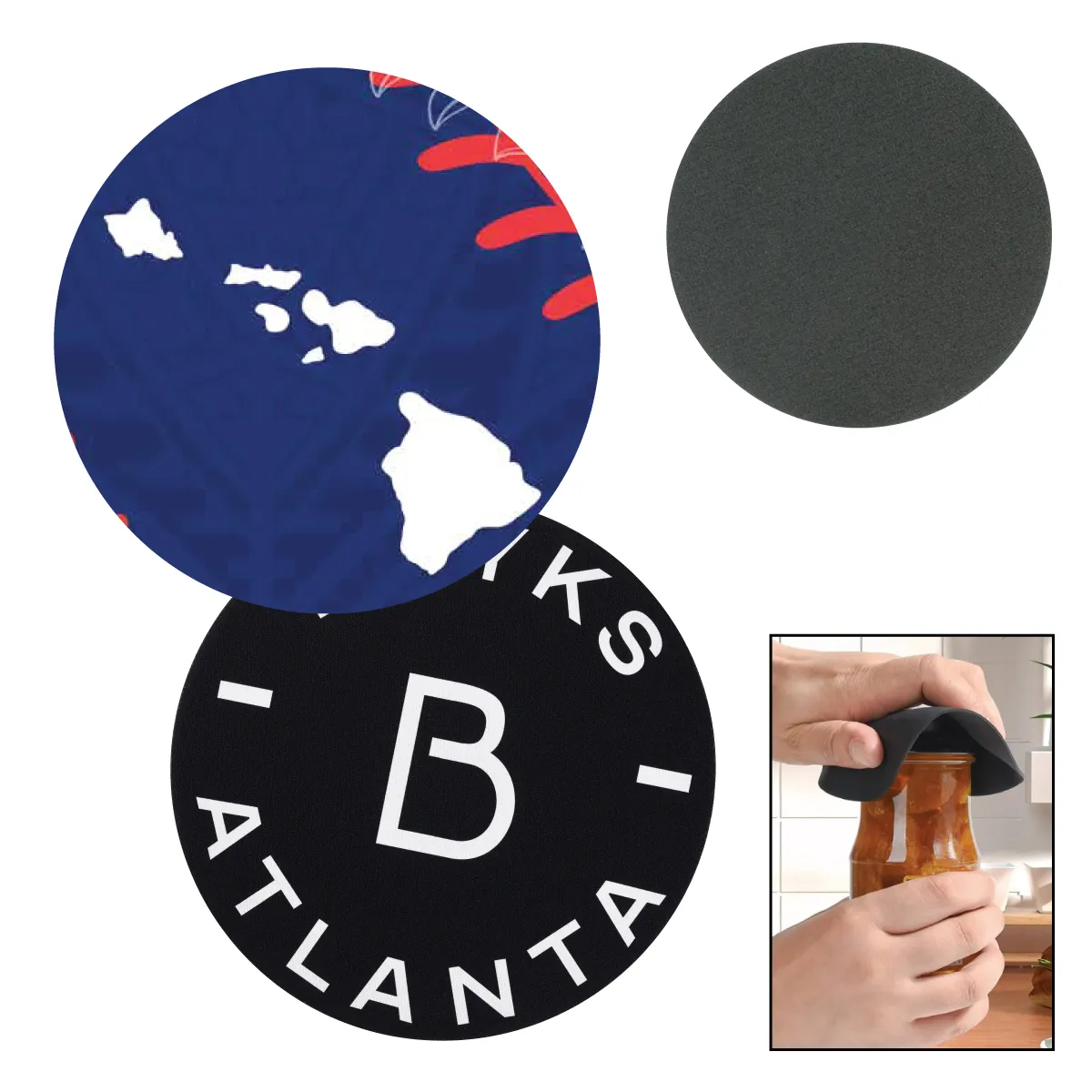 Round Microfiber Jar Opener Rubber Grip Sublimation - 5 in Dia