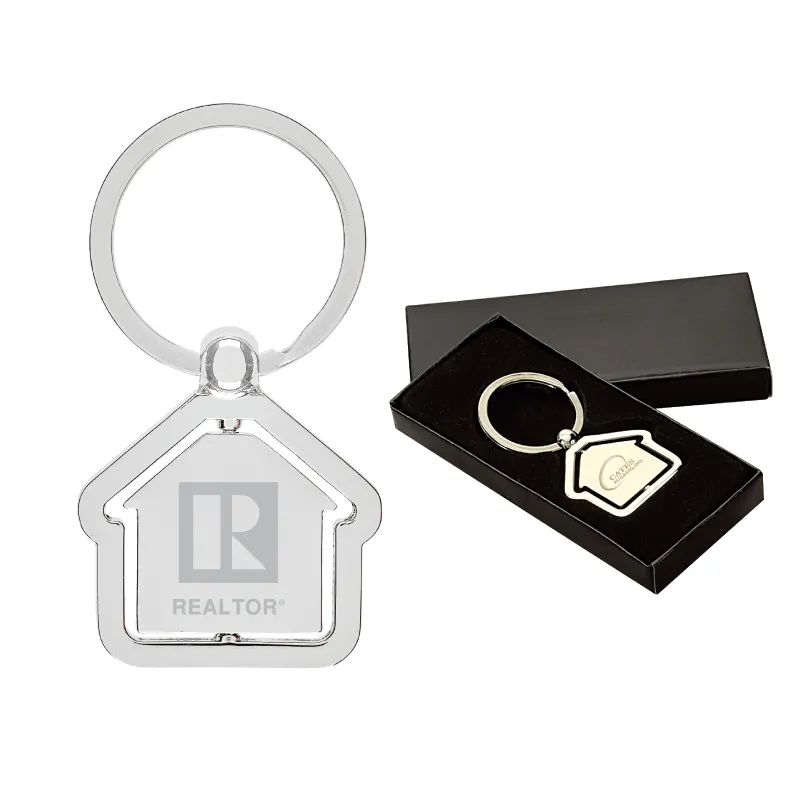 House Shaped Keyring Spinning Center Plate - 1.4 in