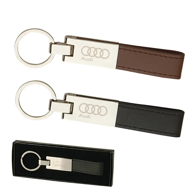 Leather Silver Keyring Synthetic Strap Latch - 3.6 in