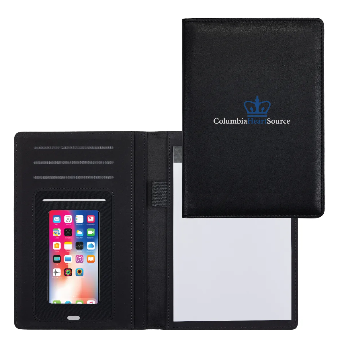 Padfolio with Touch Screen Phone Sleeve Notepad - 9.5 x 6.75 in