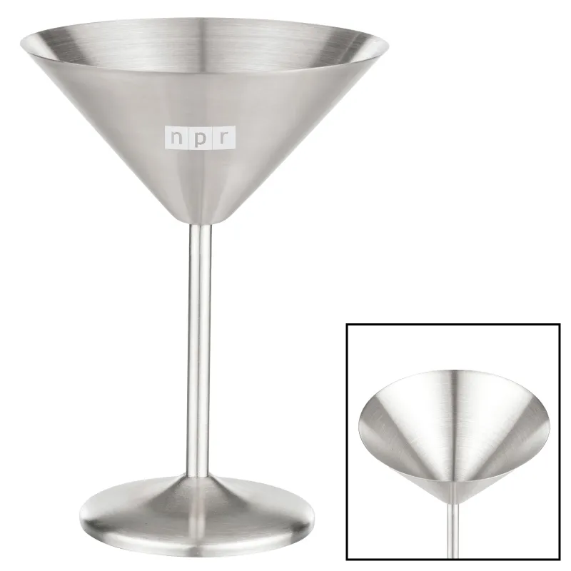Stainless Steel Martini Glass Stemmed Brushed - 10 oz