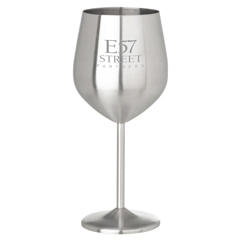 Stainless Steel Wine Glass Stemmed Brushed - 18 oz