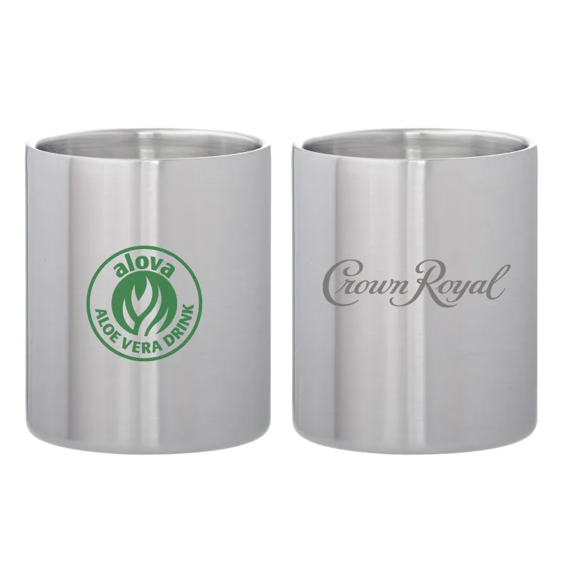 Whiskey Glass Steel Old Fashioned Brushed Finish - 10 oz