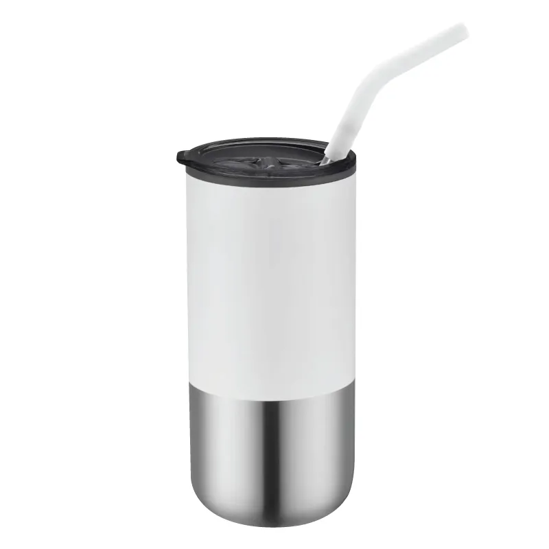 Stainless Steel Tumbler with Silicone Tip Straw - 18 oz - product view 2