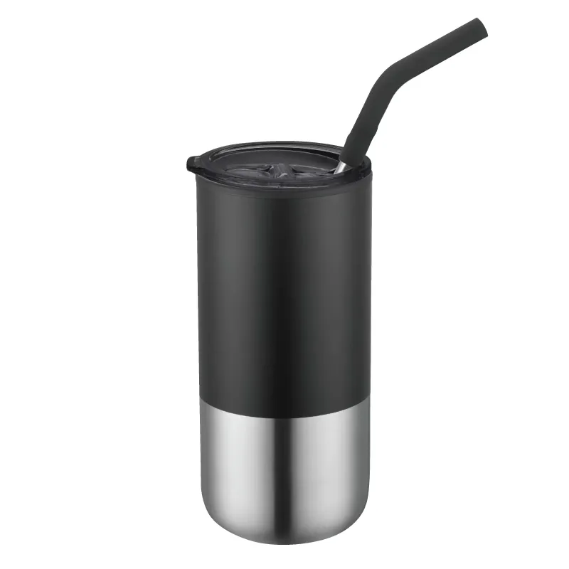Stainless Steel Tumbler with Silicone Tip Straw - 18 oz - product view 3