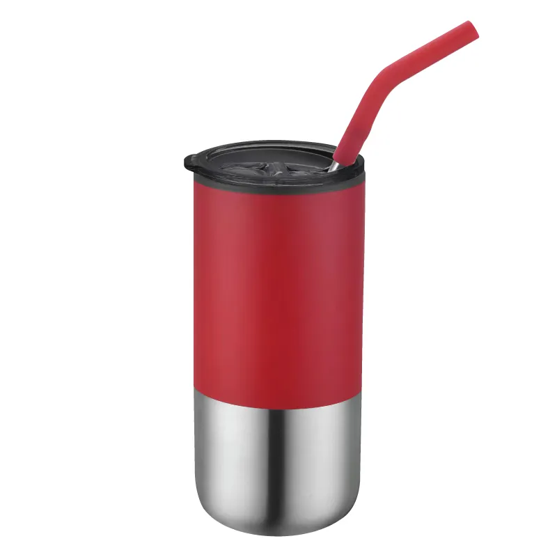 Stainless Steel Tumbler with Silicone Tip Straw - 18 oz - product view 4