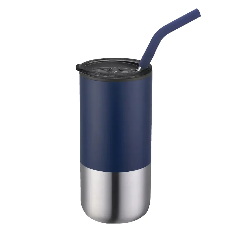 Stainless Steel Tumbler with Silicone Tip Straw - 18 oz - product view 5