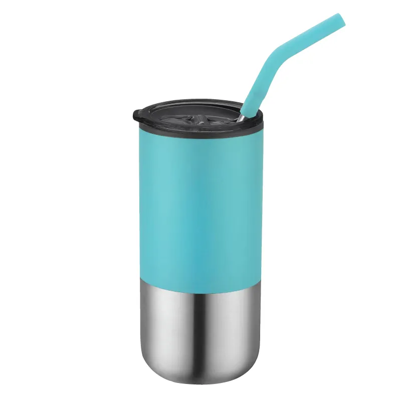 Stainless Steel Tumbler with Silicone Tip Straw - 18 oz - product view 6