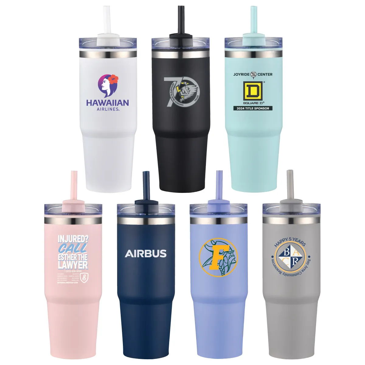 Double Wall Stainless Steel Tumbler Powder Coat - 30 oz