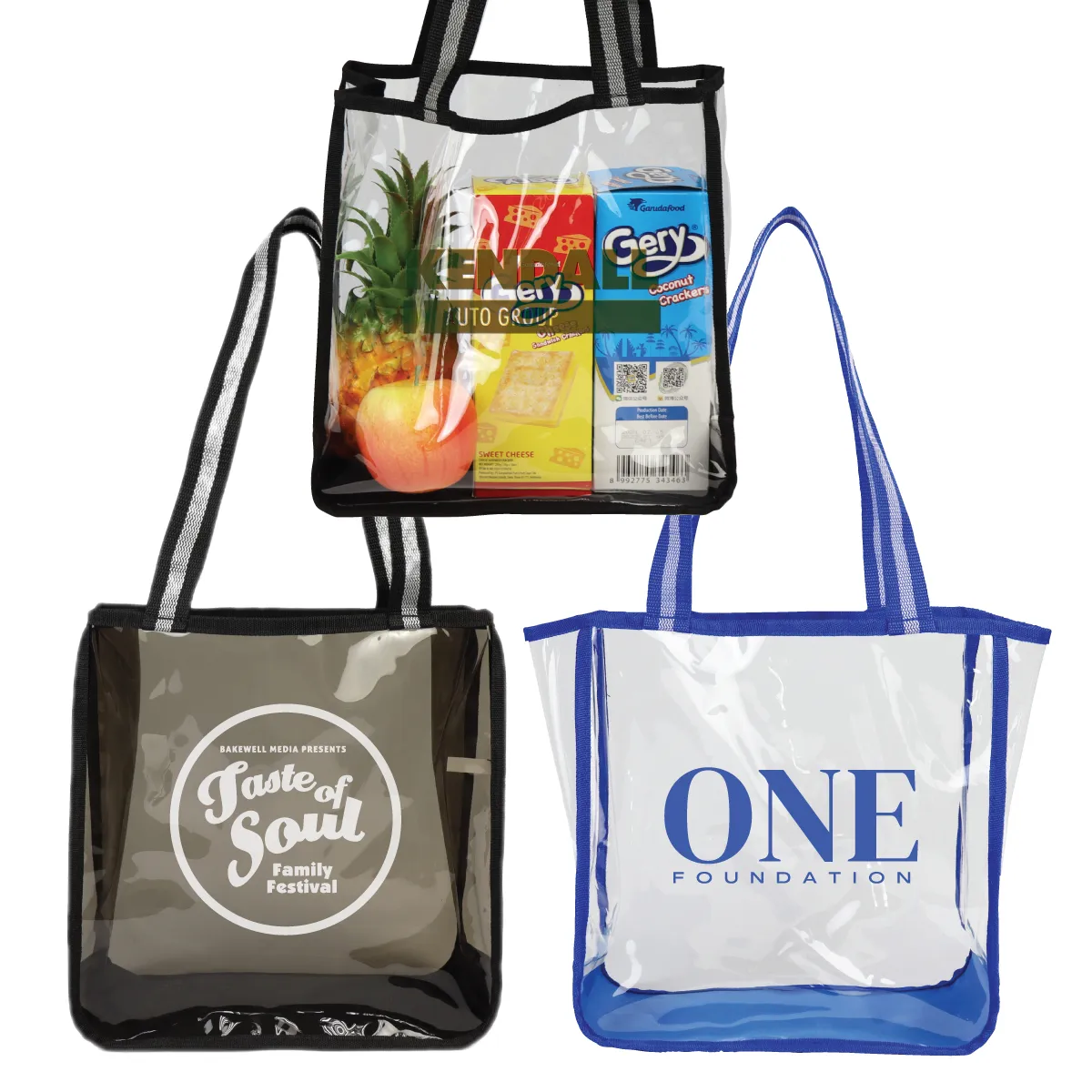 Clear Stadium Tote Bag Soft TPU BPA Free - 12 x 12 x 6 in