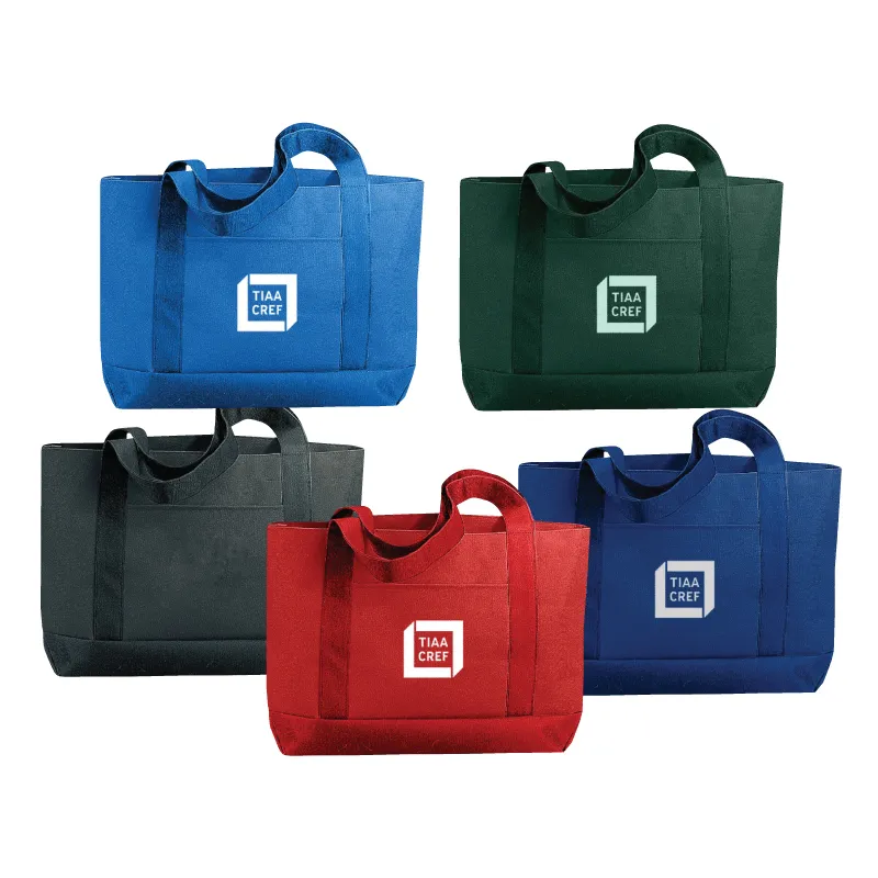 Custom Tote Bag 600D Polyester Solid Color Front Pocket - 19 x 12 in