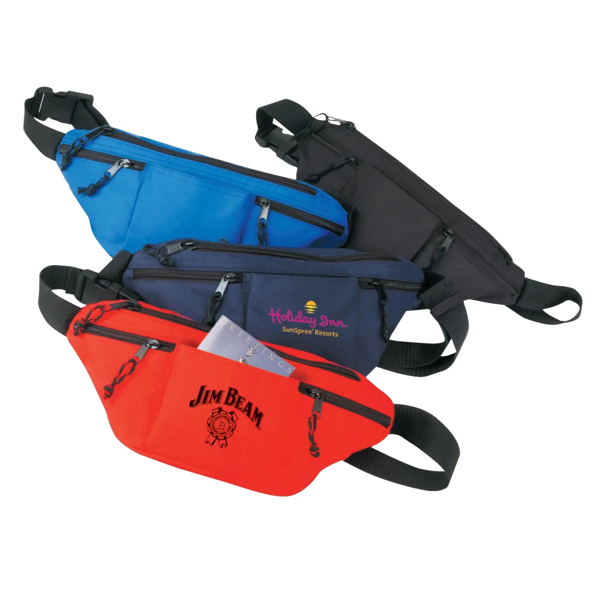 Fanny Pack 600D Polyester Four Zipper Pockets - 14 x 7 in