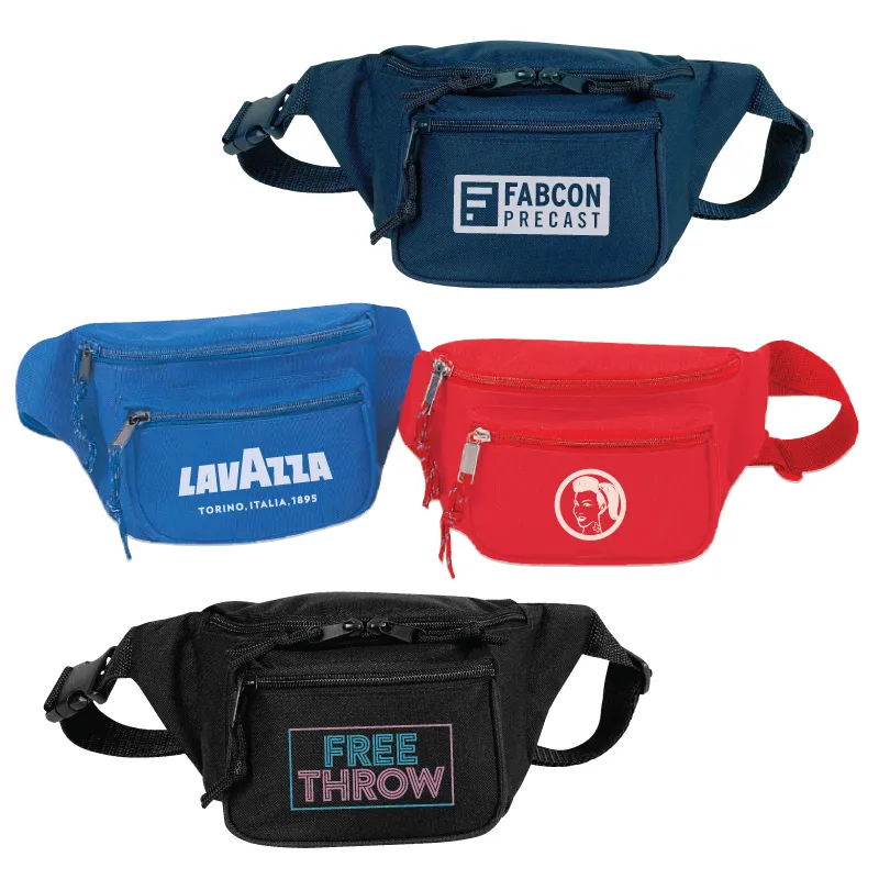 Fanny Pack Triple Zipper 600D Polyester - 8 x 4 x 3 in