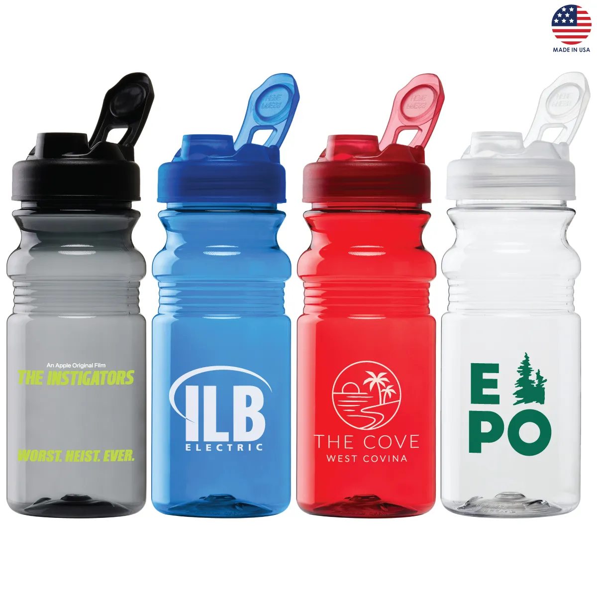 Bike Water Bottle PET Flip Cap Recyclable - 20 oz