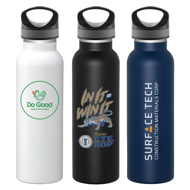 Insulated Water Bottle with Hook Loop Lid - 20 oz