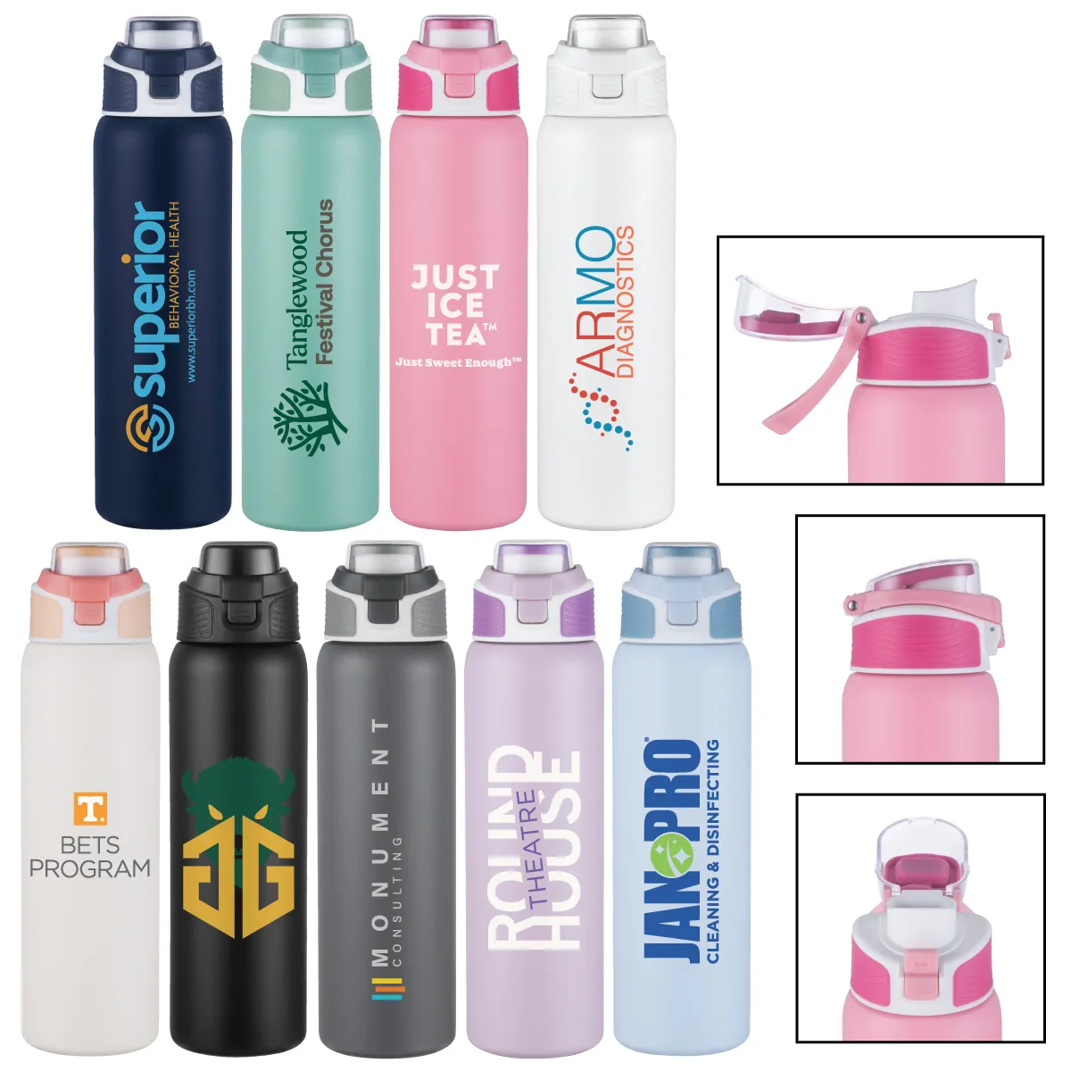 Insulated Water Bottle with Pop Sipper Lid - 28 oz