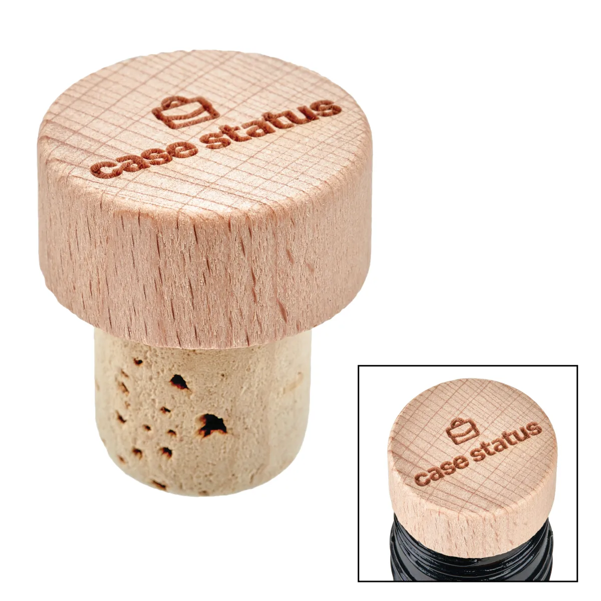 Wine Stopper Cork Natural Beechwood Laser - 1.25 in