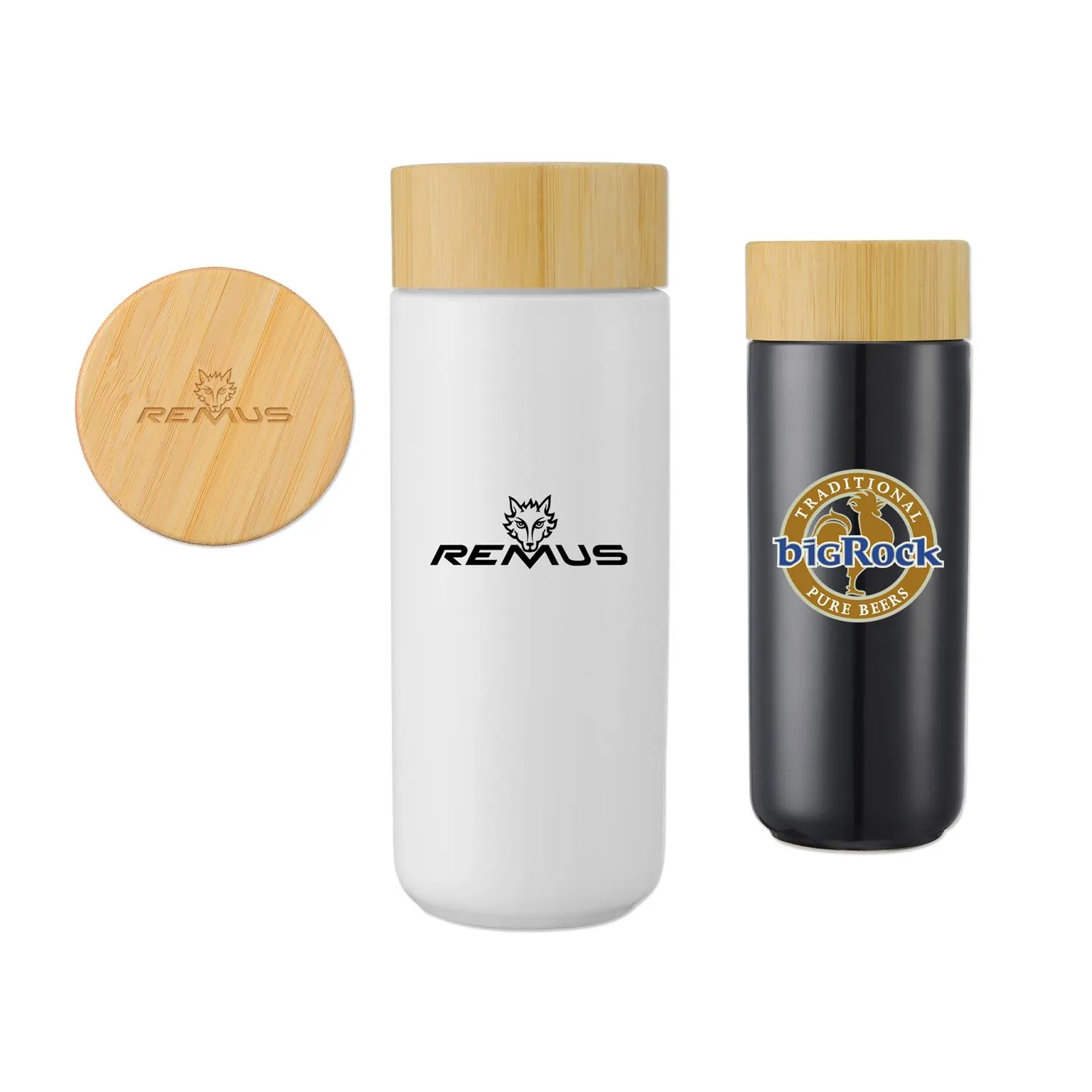 Ceramic Mug Double Wall with Bamboo Lid Eco - 10 oz