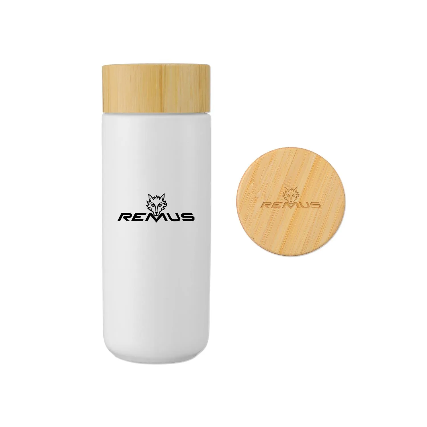 Ceramic Mug Double Wall with Bamboo Lid Eco - 10 oz - product view 2