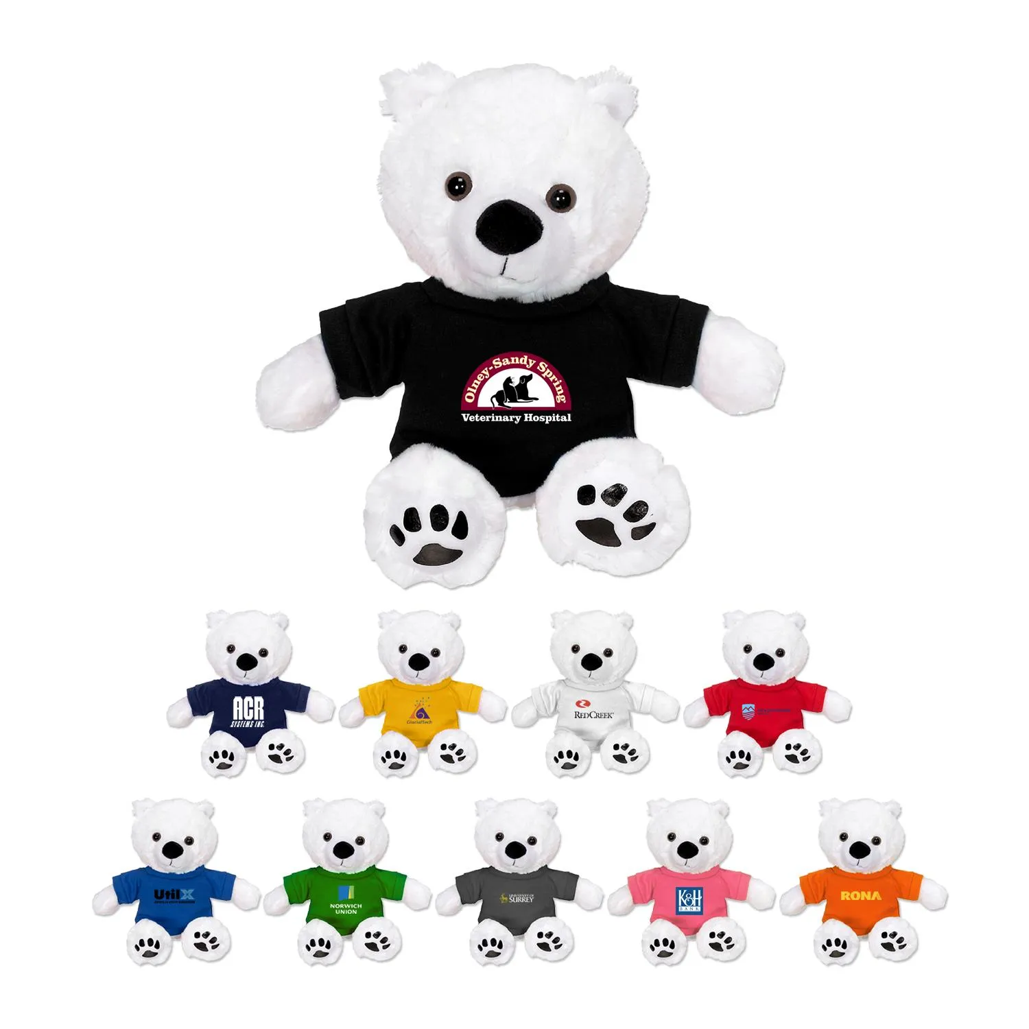 Plush Bear Justin Polar White Black Nose Polyester - 11 in
