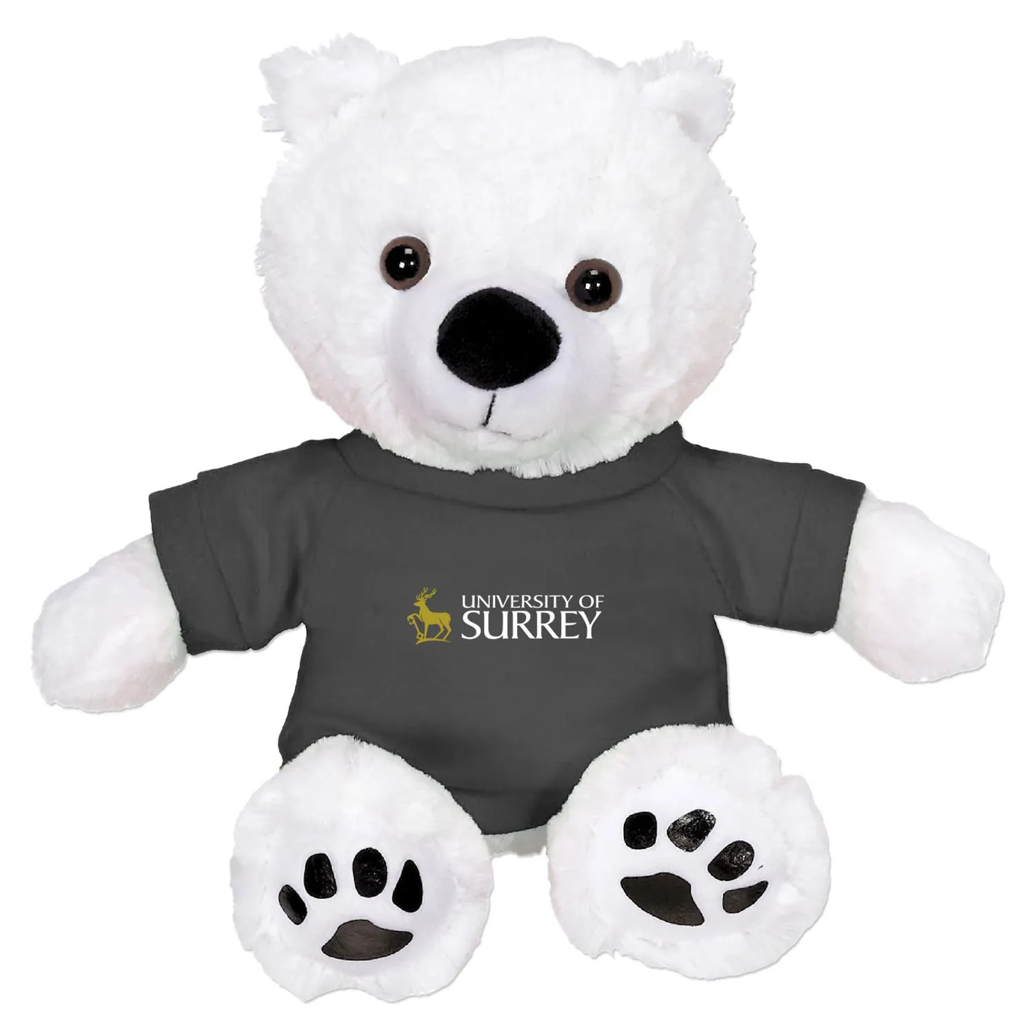 Plush Bear Justin Polar White Black Nose Polyester - 11 in - product view 4
