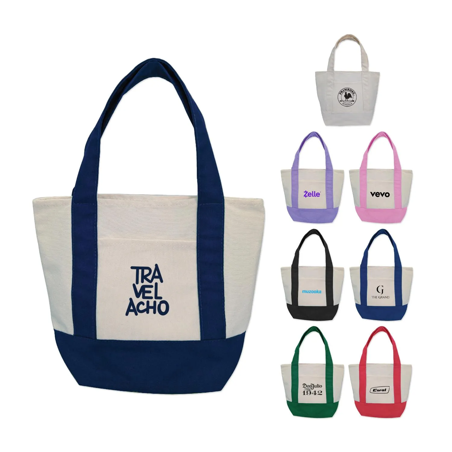Mini Canvas Tote Bag Poly Cotton Durable - 14 oz