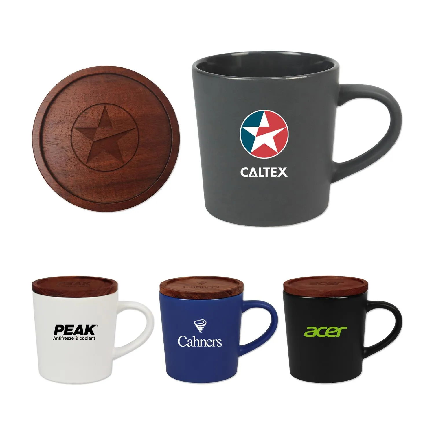 Ceramic Mug with Lid Coaster Stoneware Set - 16 oz