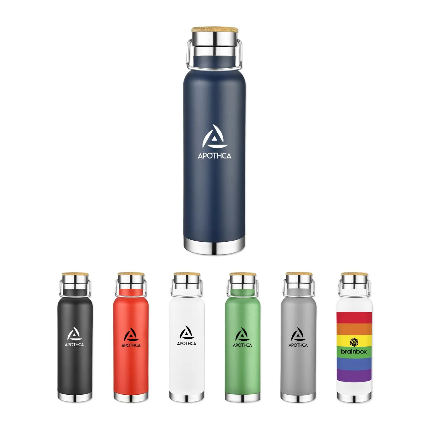 Water Bottle Vacuum Insulated Bamboo Lid Steel - 22 oz