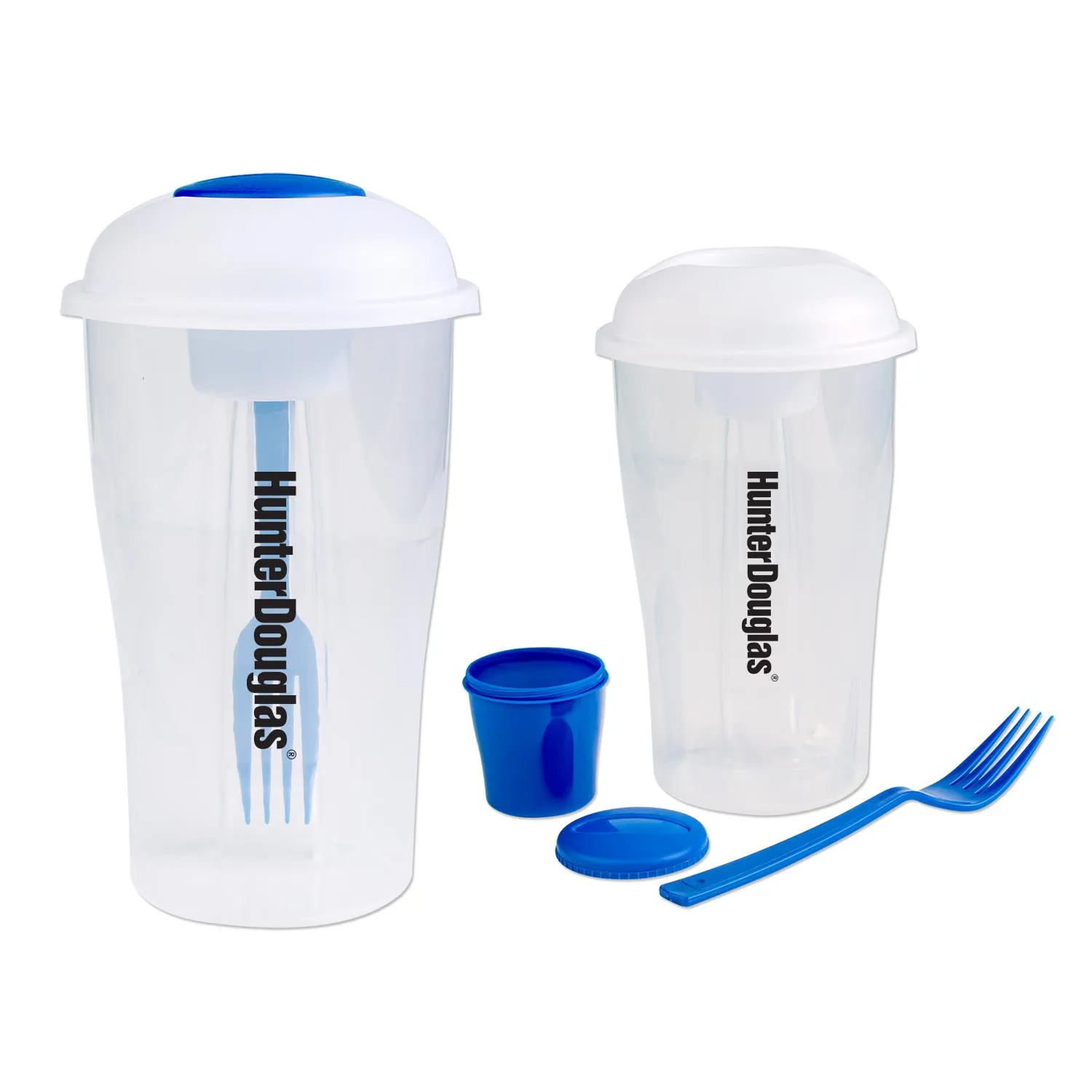 Salad Shaker Set 3-Piece Blue Container Fork Cup - 4 Cup