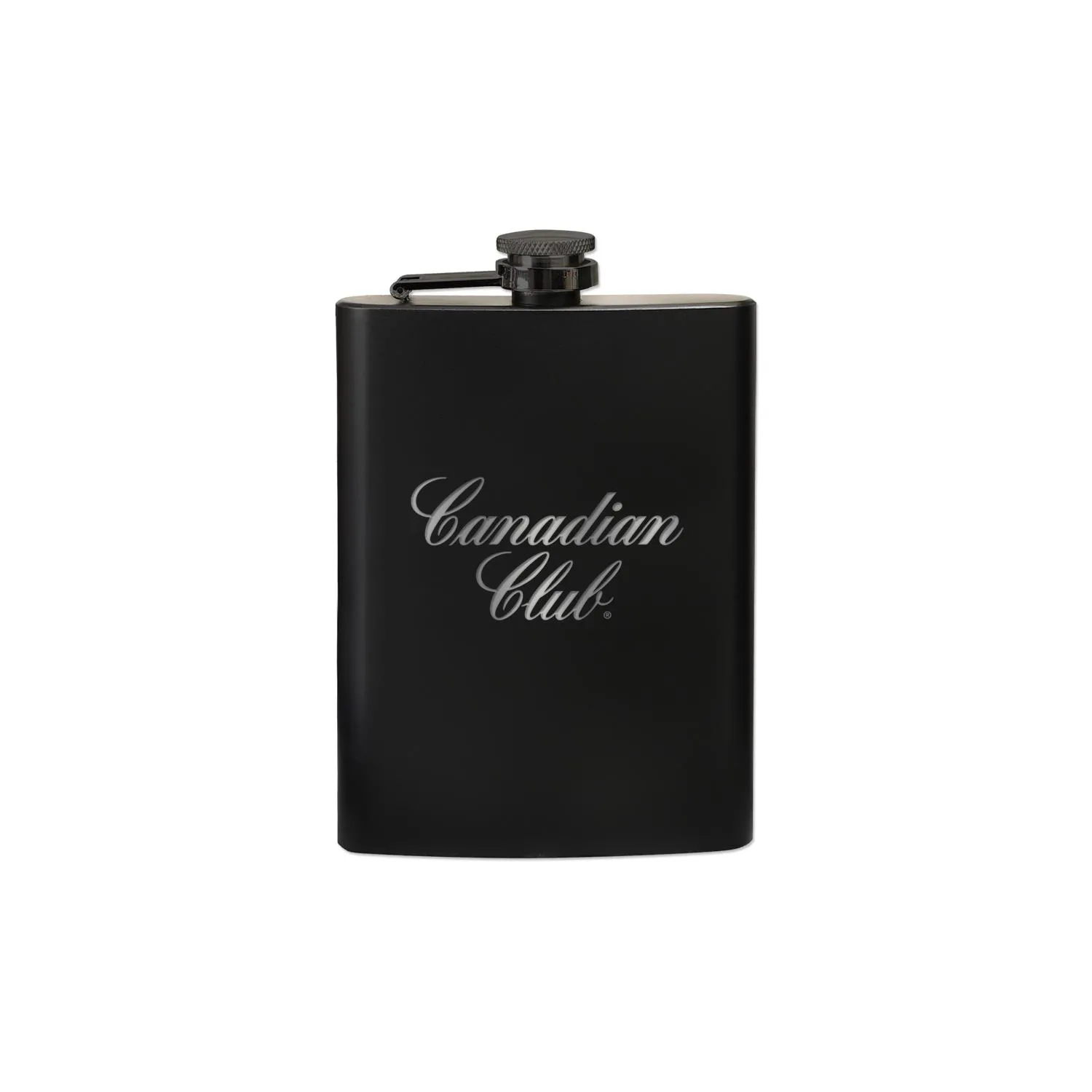 Hip Flask Matte Black Stainless Steel Hinged - 8 oz