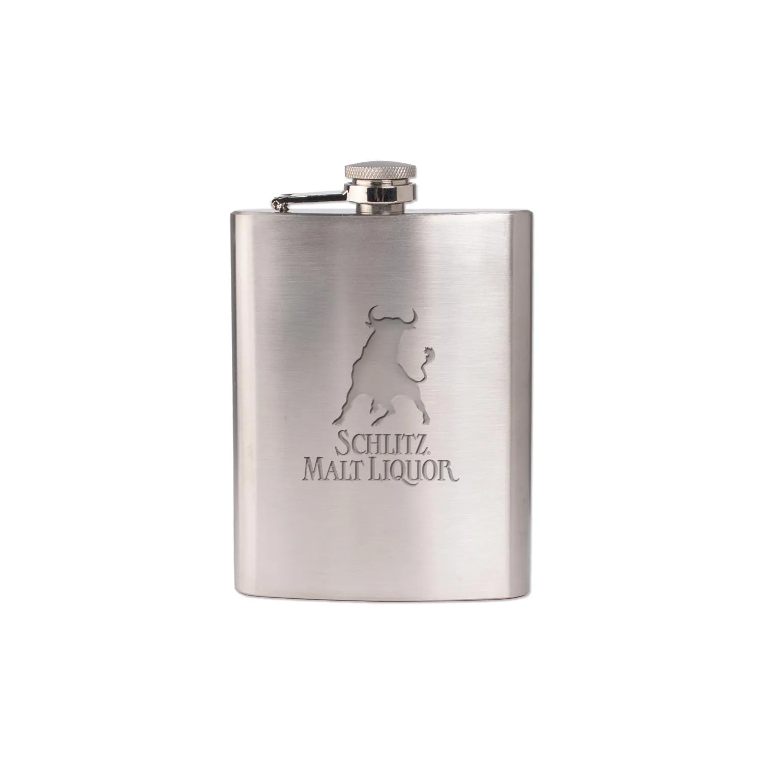 Hip Flask Brushed Stainless Steel Hinged - 8 oz