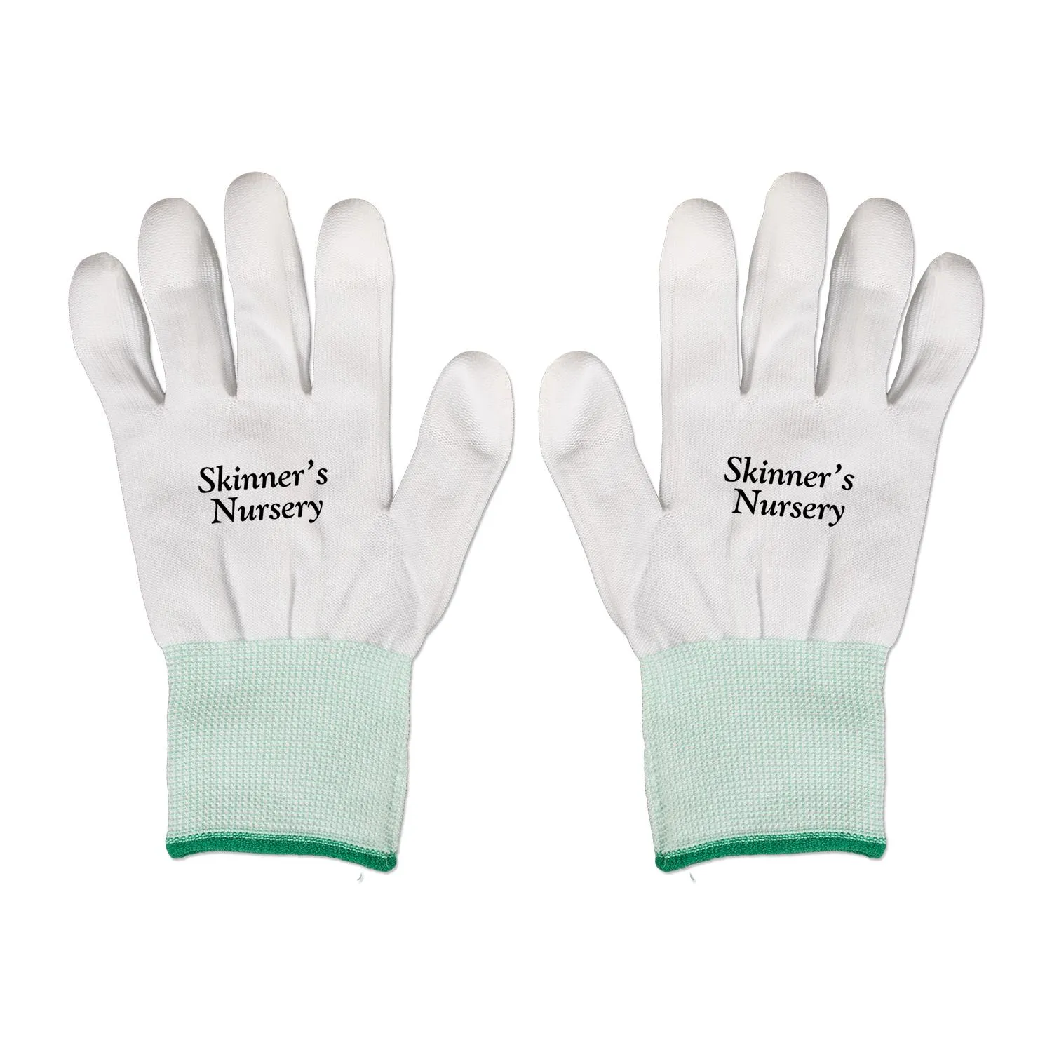 Reusable Work Gloves Polyester White with Green Accent