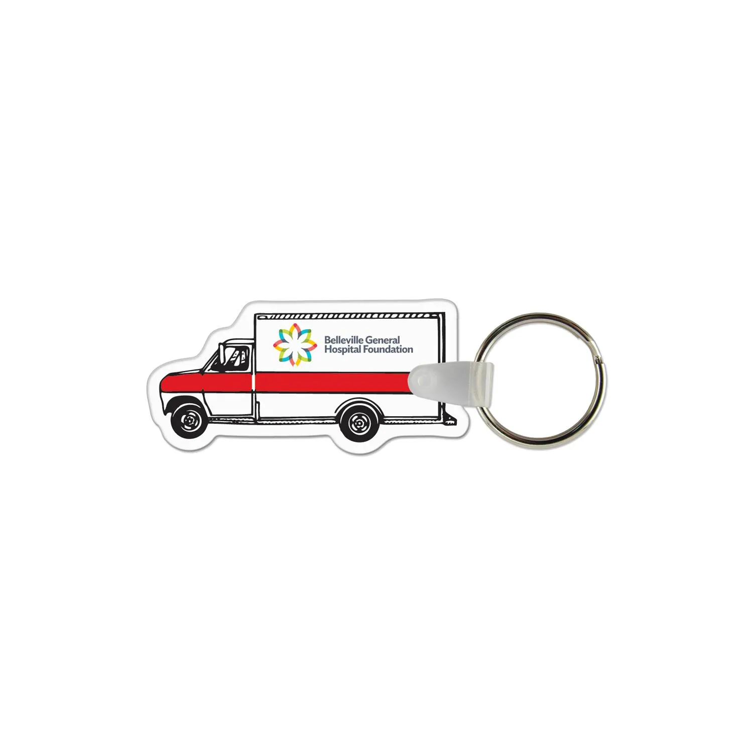 Custom Keychains Ambulance Shape Vinyl USA Made Full Color