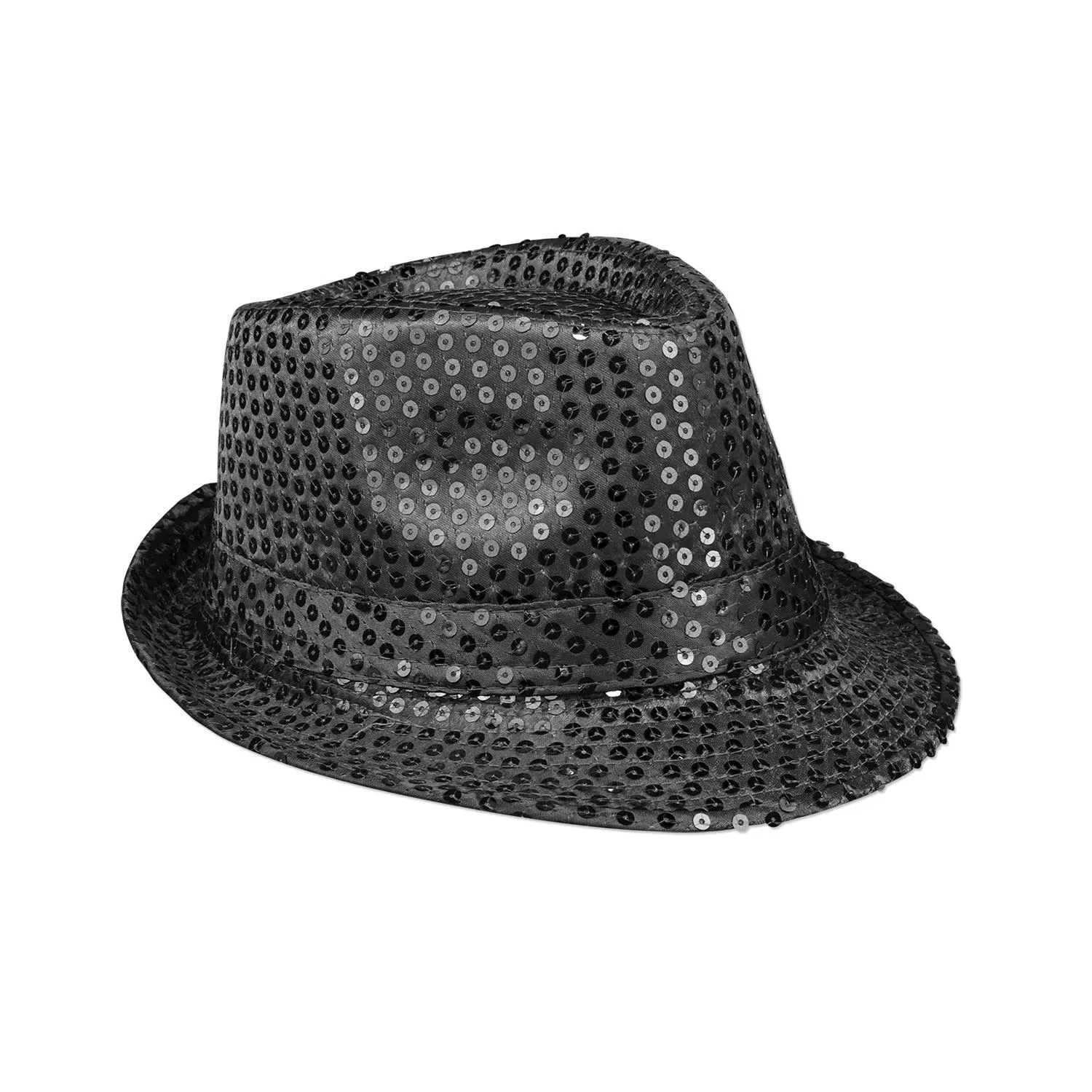 Sequin Fedora Hat Black Sparkle Party Accessory Adult