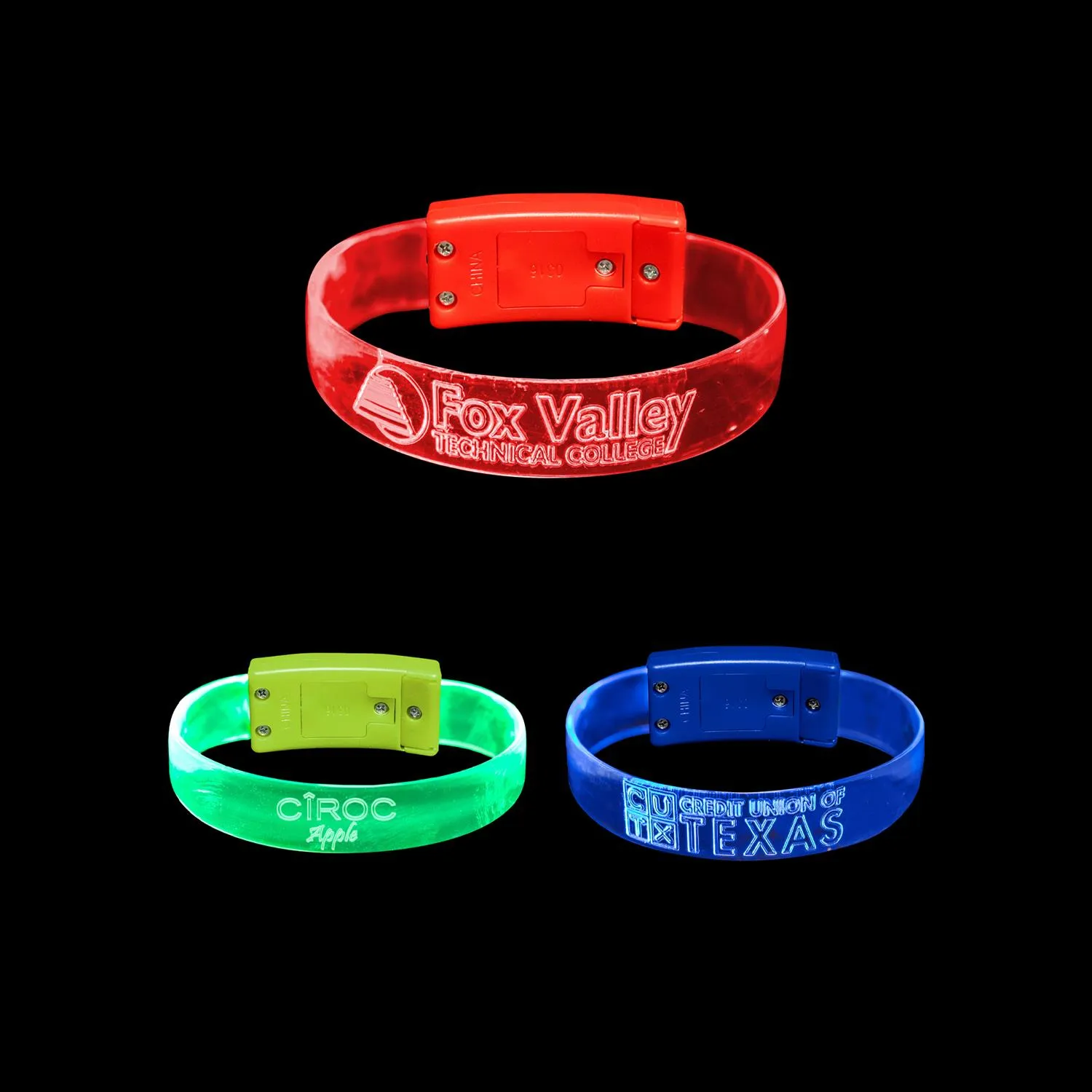 BOLT-XL LED Wristband Silicone Large Engraving Area