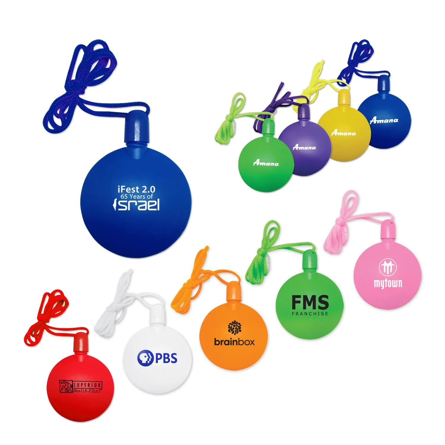 Bubble Necklace Round String Carrier Custom Imprint