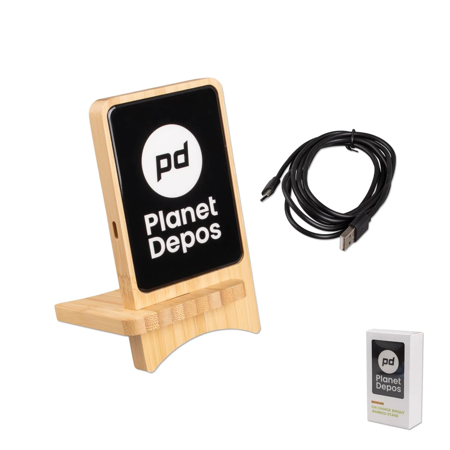 Wireless Charging Stand Bamboo LED Light-Up - 15W