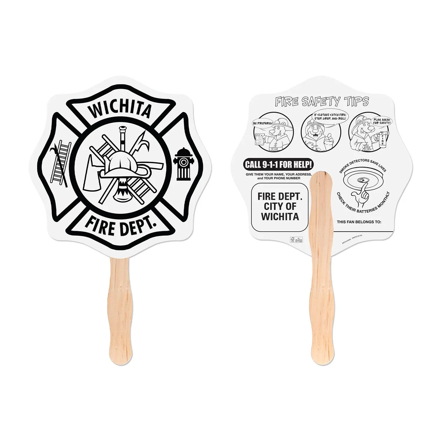 Fire Badge Hand Fan Educational Coloring Design