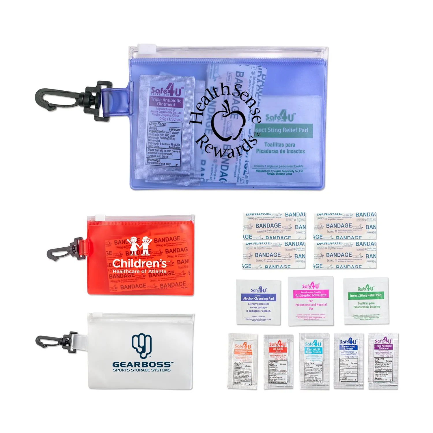 First Aid Kit Zip Pouch with Carabiner Portable Travel